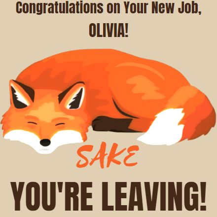Leaving card with a fox!